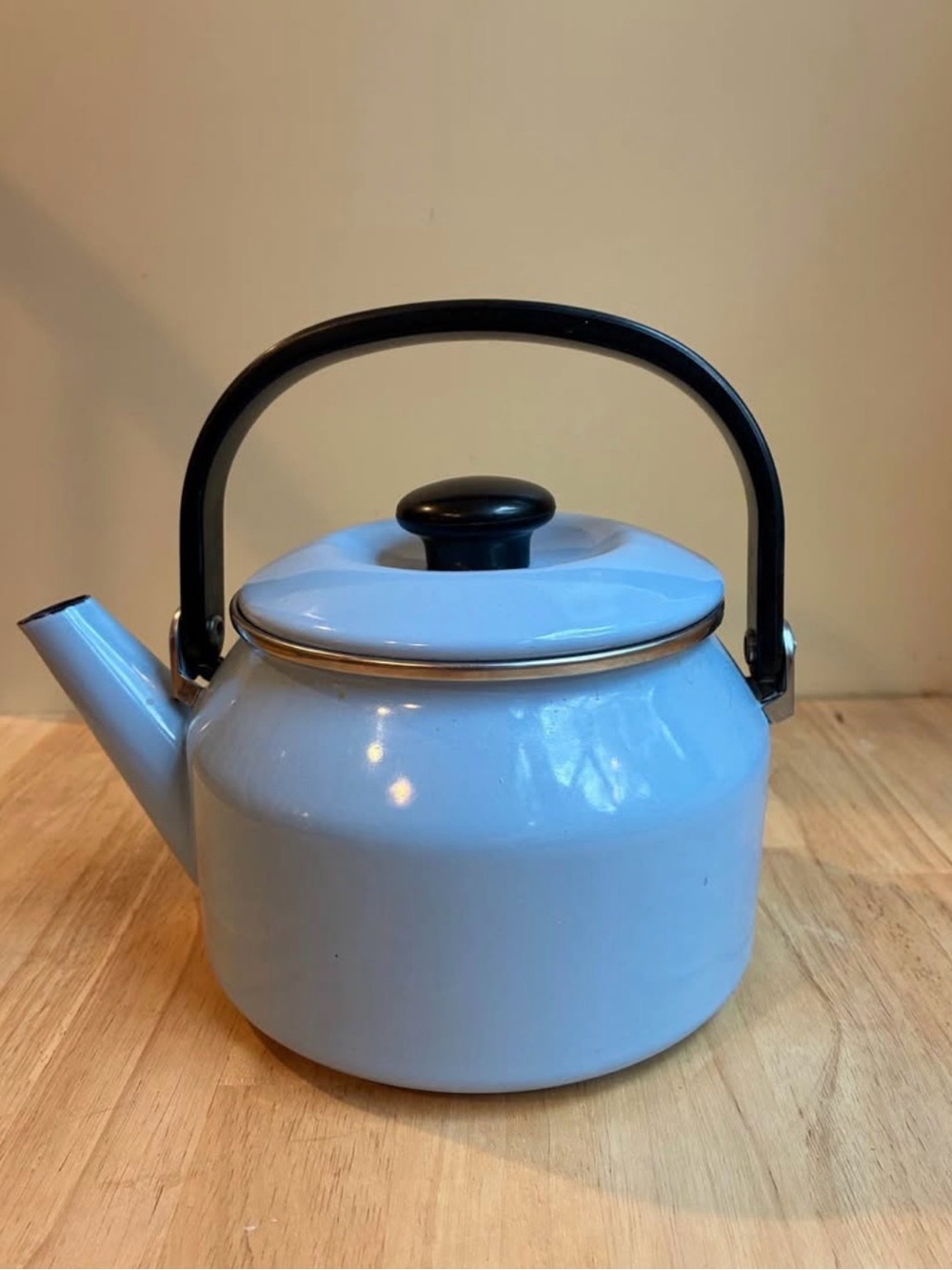 Vintage Siam Fujiware light blue enamel tea kettle
